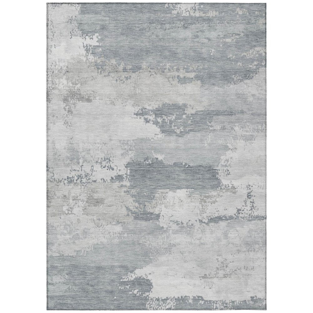 3' X 5' Silver And Gray Abstract Washable Indoor Outdoor Area Rug HomeRoots