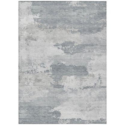 3' X 5' Silver And Gray Abstract Washable Indoor Outdoor Area Rug HomeRoots