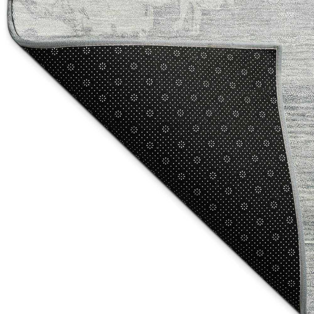 3' X 5' Silver And Gray Abstract Washable Indoor Outdoor Area Rug HomeRoots