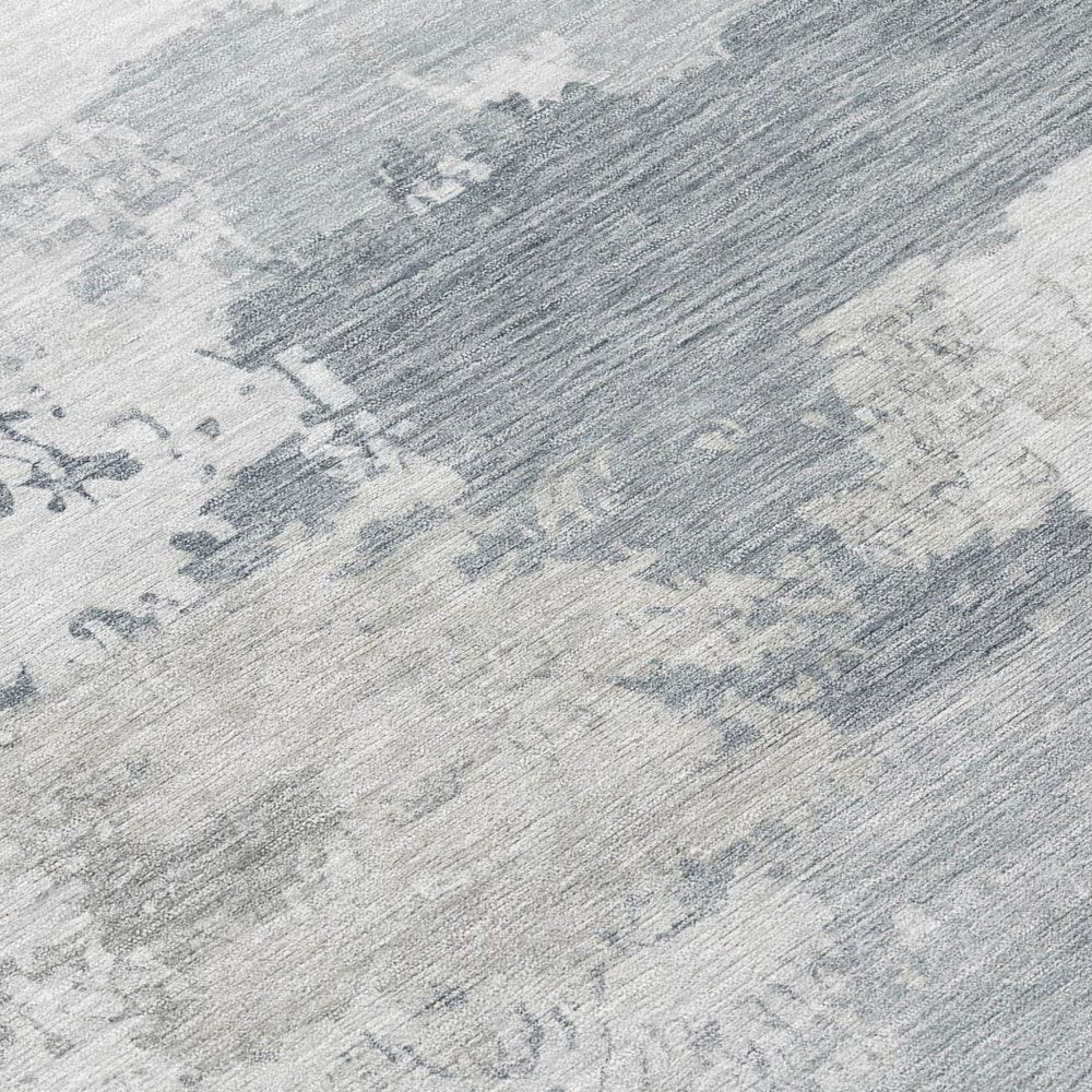 3' X 5' Silver And Gray Abstract Washable Indoor Outdoor Area Rug — view 4