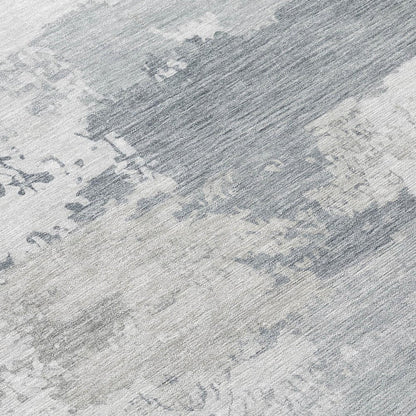 3' X 5' Silver And Gray Abstract Washable Indoor Outdoor Area Rug HomeRoots