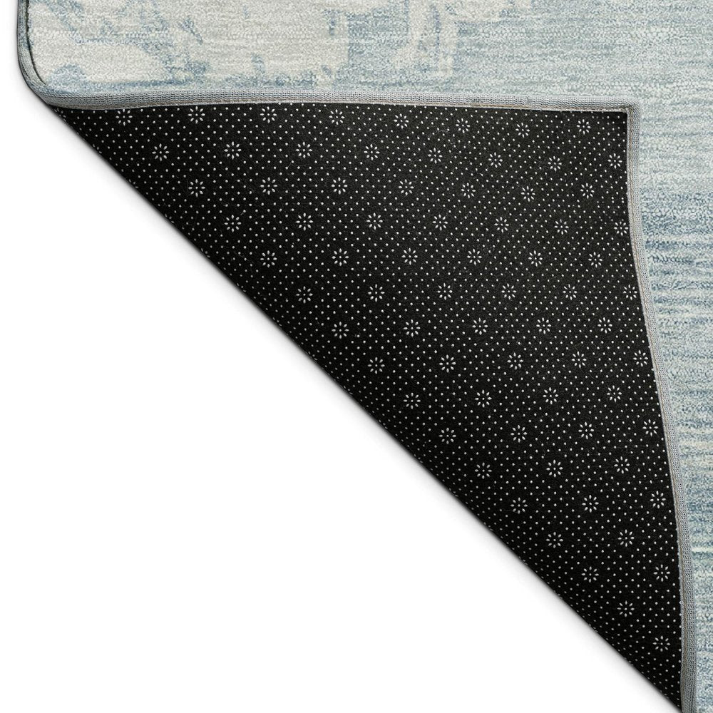 3' X 5' Sky Blue And Ivory Abstract Washable Indoor Outdoor Area Rug — view 2