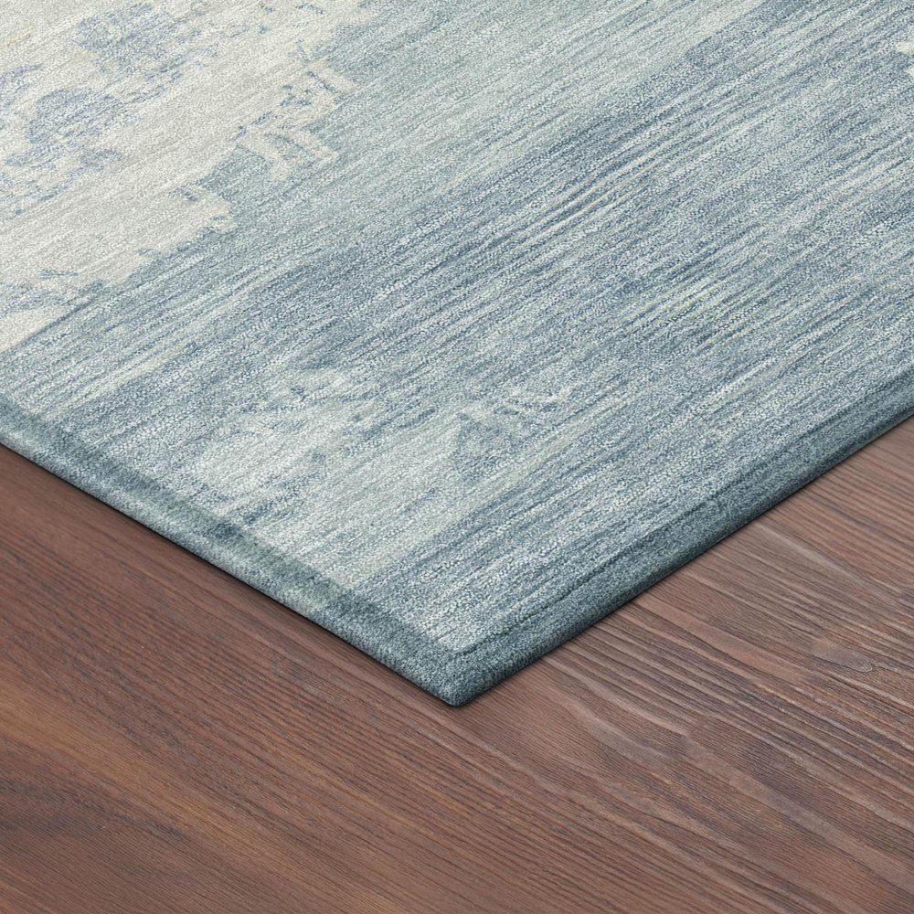 3' X 5' Sky Blue And Ivory Abstract Washable Indoor Outdoor Area Rug — view 3