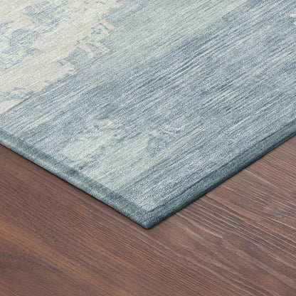 3' X 5' Sky Blue And Ivory Abstract Washable Indoor Outdoor Area Rug HomeRoots