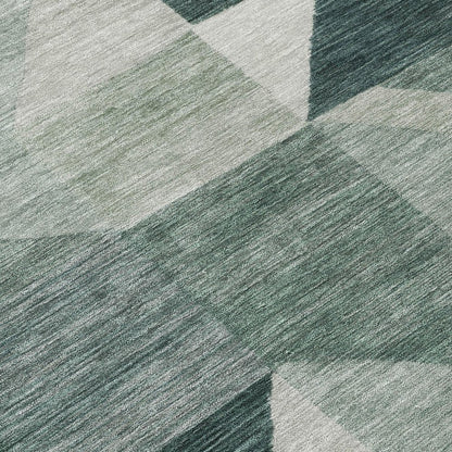 3' X 5' Artichoke Green And Wheat Geometric Washable Indoor Outdoor Area Rug HomeRoots