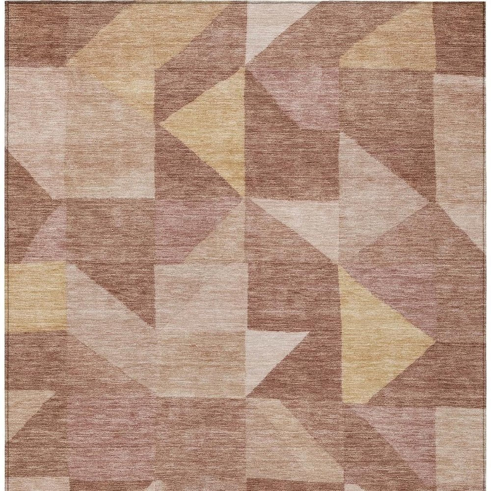 3' X 5' Blush And Wheat Geometric Washable Indoor Outdoor Area Rug — view 6