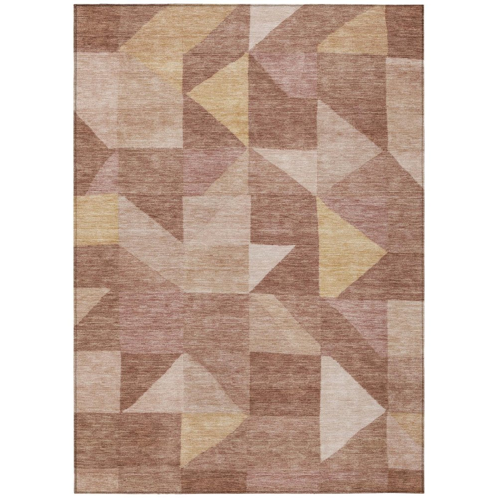 3' X 5' Blush And Wheat Geometric Washable Indoor Outdoor Area Rug — view 1