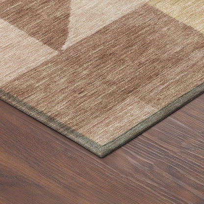 3' X 5' Blush And Wheat Geometric Washable Indoor Outdoor Area Rug HomeRoots