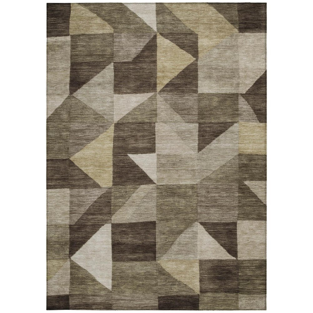 3' X 5' Brown And Beige Geometric Washable Indoor Outdoor Area Rug HomeRoots