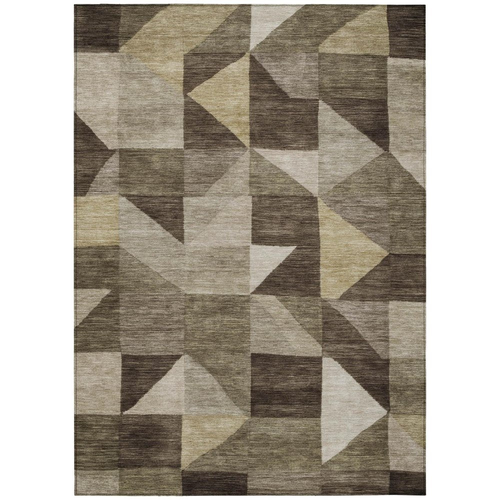 3' X 5' Brown And Beige Geometric Washable Indoor Outdoor Area Rug HomeRoots
