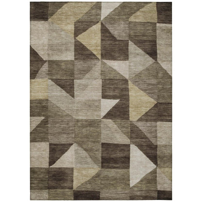 3' X 5' Brown And Beige Geometric Washable Indoor Outdoor Area Rug HomeRoots