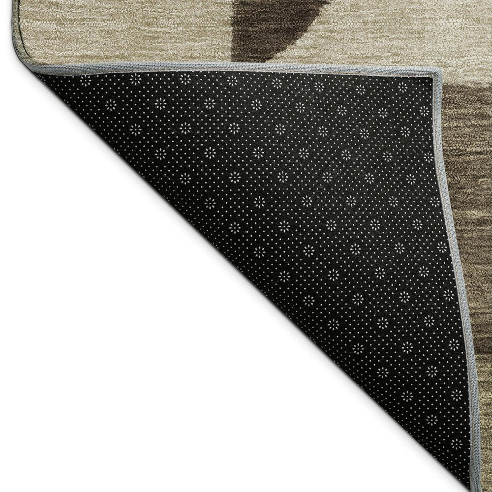 3' X 5' Brown And Beige Geometric Washable Indoor Outdoor Area Rug HomeRoots