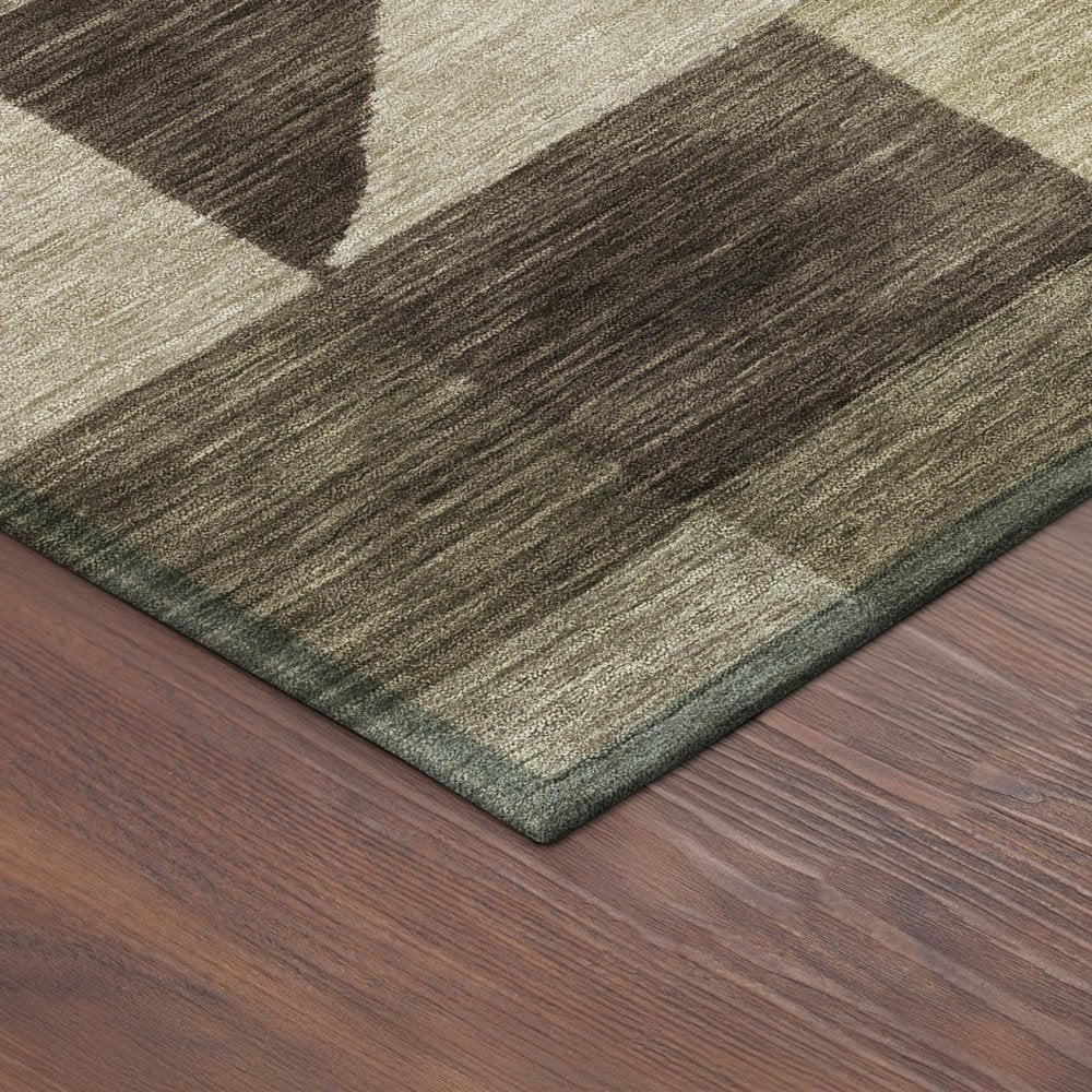 3' X 5' Brown And Beige Geometric Washable Indoor Outdoor Area Rug — view 11