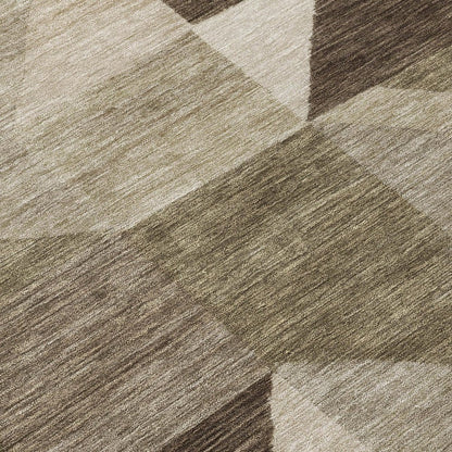 3' X 5' Brown And Beige Geometric Washable Indoor Outdoor Area Rug HomeRoots