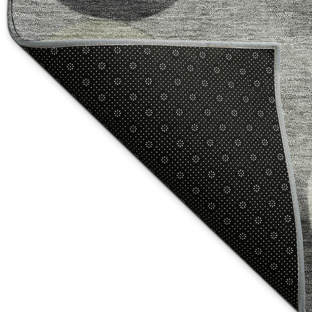 8' Gray And Silver Round Geometric Washable Indoor Outdoor Area Rug HomeRoots