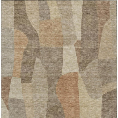 3' X 5' Khaki And Beige Abstract Washable Indoor Outdoor Area Rug HomeRoots
