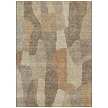 3' X 5' Khaki And Beige Abstract Washable Indoor Outdoor Area Rug HomeRoots