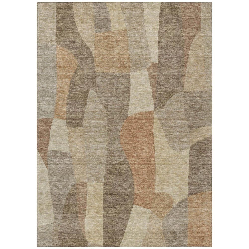 5' X 8' Khaki And Beige Abstract Washable Indoor Outdoor Area Rug HomeRoots