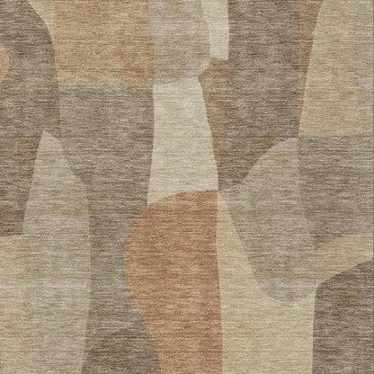 5' X 8' Khaki And Beige Abstract Washable Indoor Outdoor Area Rug HomeRoots
