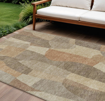 8' X 10' Khaki And Beige Abstract Washable Indoor Outdoor Area Rug HomeRoots