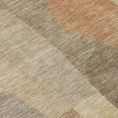 10' X 14' Khaki And Beige Abstract Washable Indoor Outdoor Area Rug HomeRoots
