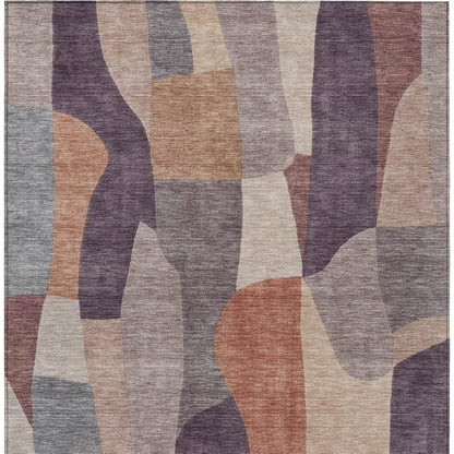 3' X 5' Plum And Copper Abstract Washable Indoor Outdoor Area Rug HomeRoots