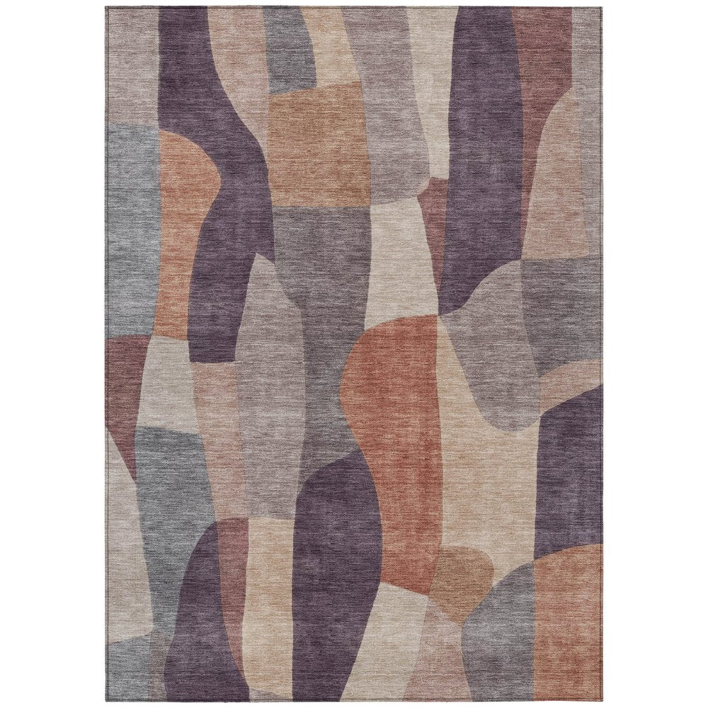 3' X 5' Plum And Copper Abstract Washable Indoor Outdoor Area Rug — view 1