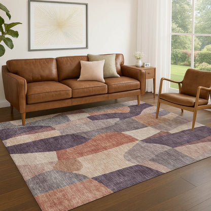 3' X 5' Plum And Copper Abstract Washable Indoor Outdoor Area Rug HomeRoots