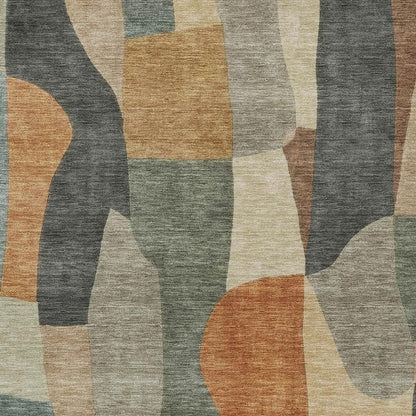 5' X 8' Terra Cotta And Gray Abstract Washable Indoor Outdoor Area Rug HomeRoots