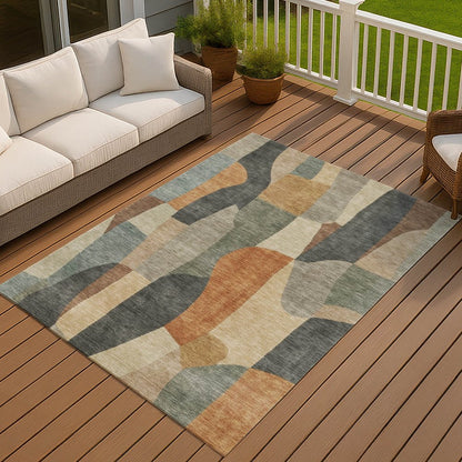 5' X 8' Terra Cotta And Gray Abstract Washable Indoor Outdoor Area Rug HomeRoots