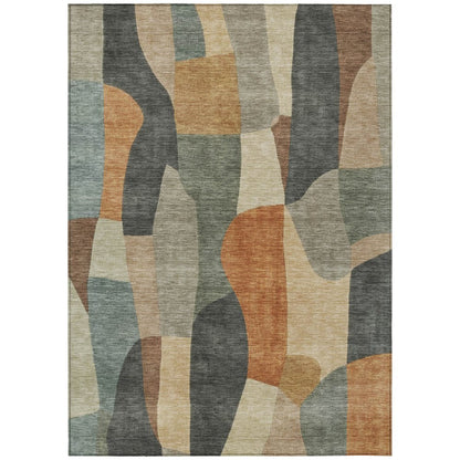 5' X 8' Terra Cotta And Gray Abstract Washable Indoor Outdoor Area Rug HomeRoots