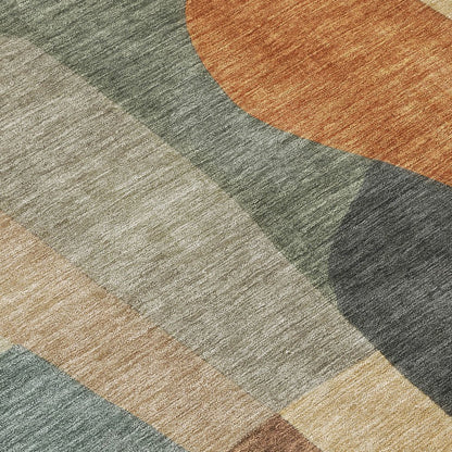 5' X 8' Terra Cotta And Gray Abstract Washable Indoor Outdoor Area Rug HomeRoots
