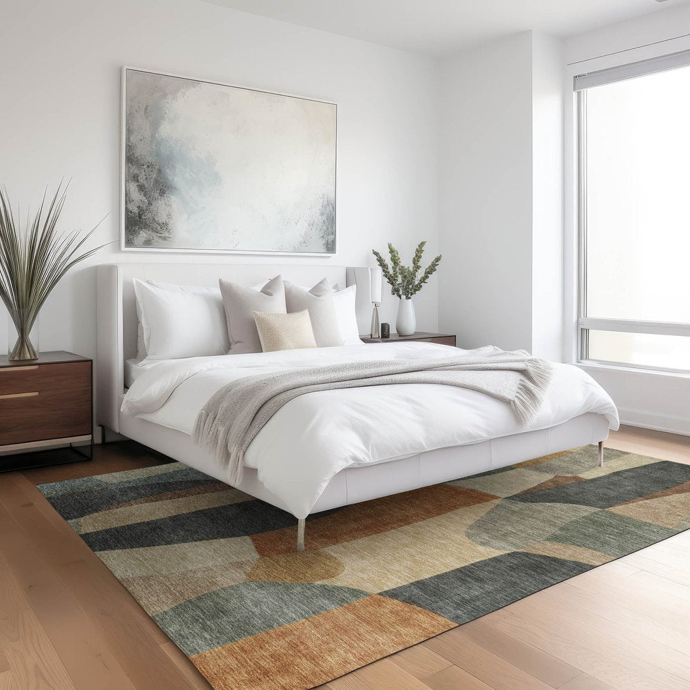 5' X 8' Terra Cotta And Gray Abstract Washable Indoor Outdoor Area Rug HomeRoots