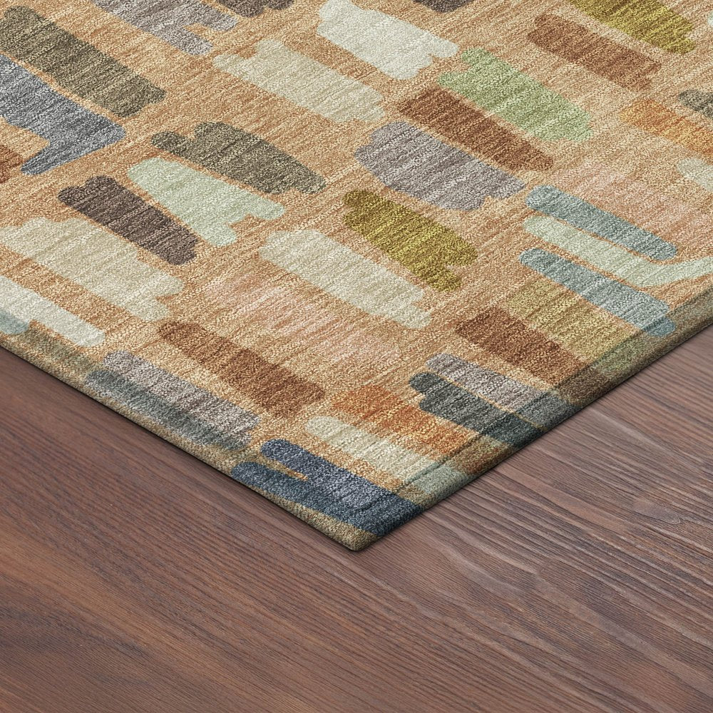 8' X 10' Copper Blue And Ivory Striped Washable Indoor Outdoor Area Rug — view 22