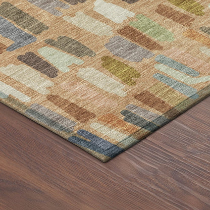 8' X 10' Copper Blue And Ivory Striped Washable Indoor Outdoor Area Rug HomeRoots