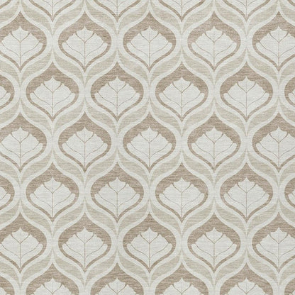 8' X 10' Beige And Taupe Geometric Washable Indoor Outdoor Area Rug HomeRoots