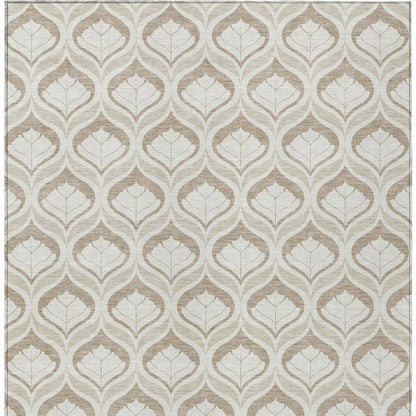 8' X 10' Beige And Taupe Geometric Washable Indoor Outdoor Area Rug HomeRoots