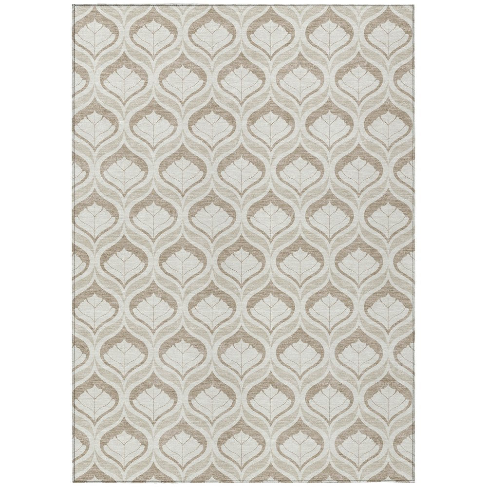 8' X 10' Beige And Taupe Geometric Washable Indoor Outdoor Area Rug HomeRoots