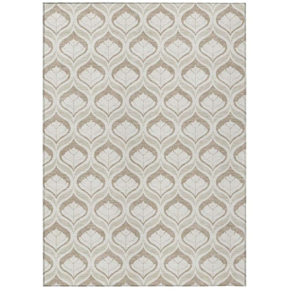 8' X 10' Beige And Taupe Geometric Washable Indoor Outdoor Area Rug HomeRoots