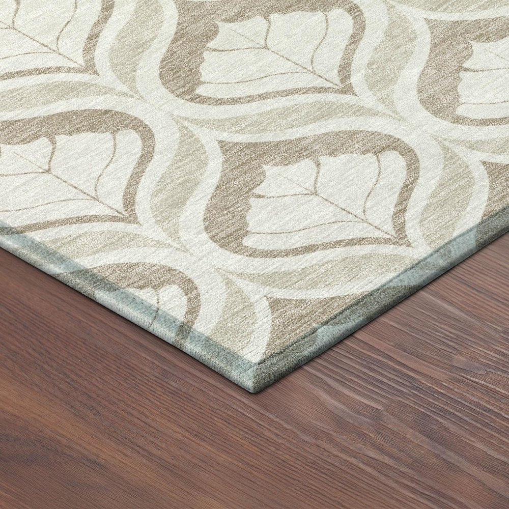 8' X 10' Beige And Taupe Geometric Washable Indoor Outdoor Area Rug HomeRoots