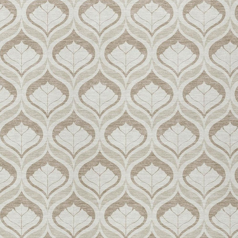 9' X 12' Beige And Taupe Geometric Washable Indoor Outdoor Area Rug HomeRoots
