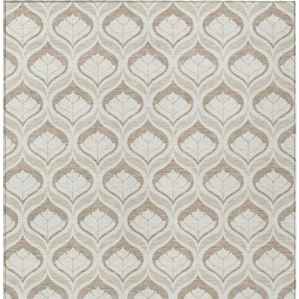9' X 12' Beige And Taupe Geometric Washable Indoor Outdoor Area Rug HomeRoots