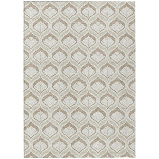 9' X 12' Beige And Taupe Geometric Washable Indoor Outdoor Area Rug HomeRoots