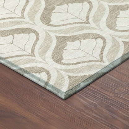 9' X 12' Beige And Taupe Geometric Washable Indoor Outdoor Area Rug HomeRoots