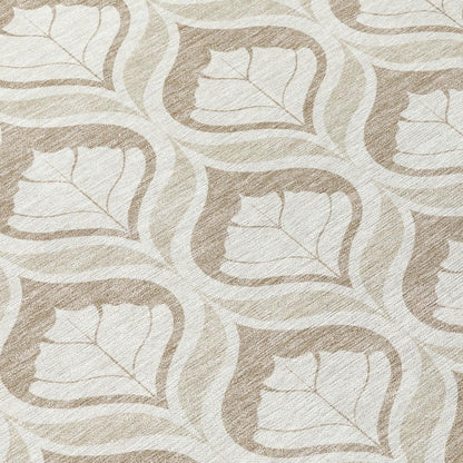 9' X 12' Beige And Taupe Geometric Washable Indoor Outdoor Area Rug HomeRoots