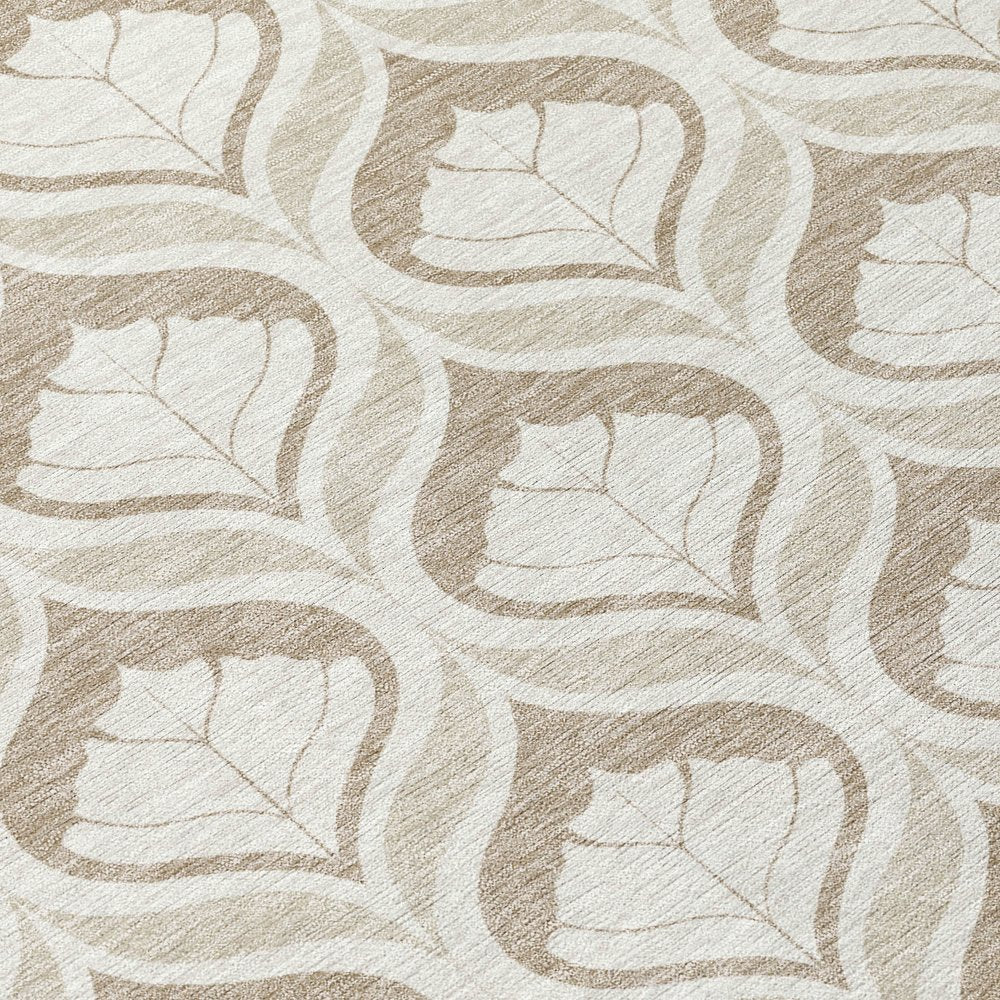 9' X 12' Beige And Taupe Geometric Washable Indoor Outdoor Area Rug HomeRoots