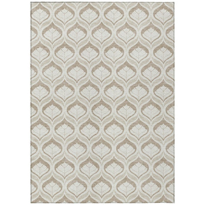 10' X 14' Beige And Taupe Geometric Washable Indoor Outdoor Area Rug HomeRoots