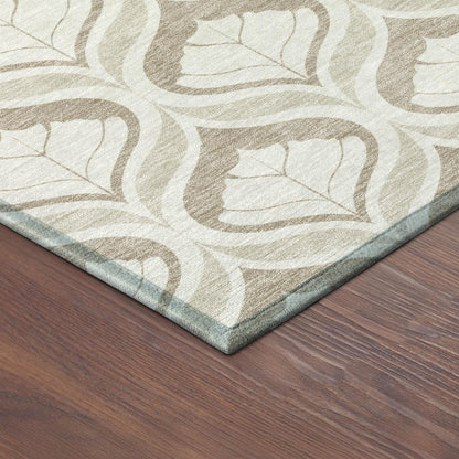 10' X 14' Beige And Taupe Geometric Washable Indoor Outdoor Area Rug HomeRoots