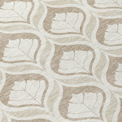 10' X 14' Beige And Taupe Geometric Washable Indoor Outdoor Area Rug HomeRoots