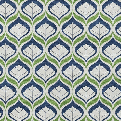8' X 10' Blue Ivory And Green Geometric Washable Indoor Outdoor Area Rug HomeRoots